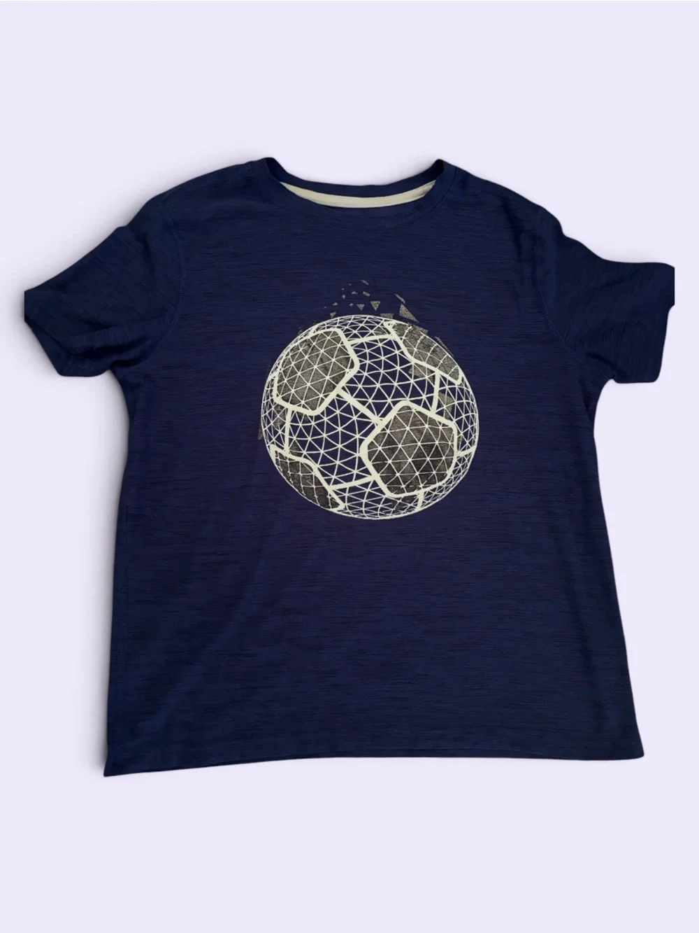 Old Navy Navy Tee with Cream Geometric Soccer Graphic